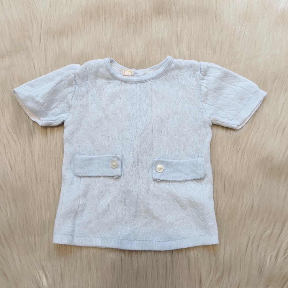Vintage Italian pale blue button down back sweater size 3m